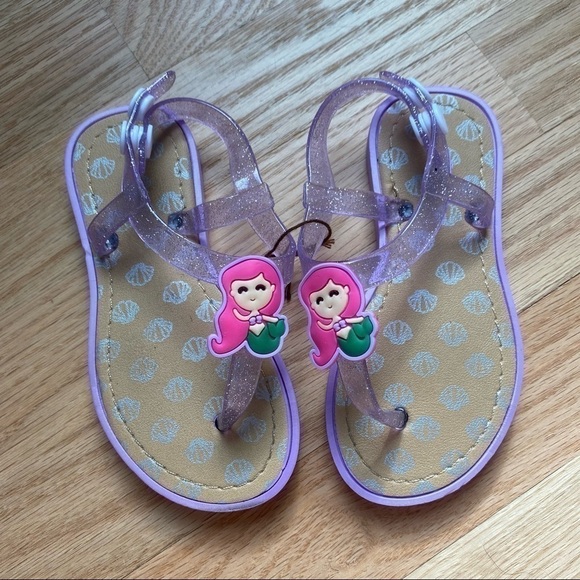 Mermaid Sandals 9 10 Girls Toddler Shoes Open Toe - Picture 2 of 4